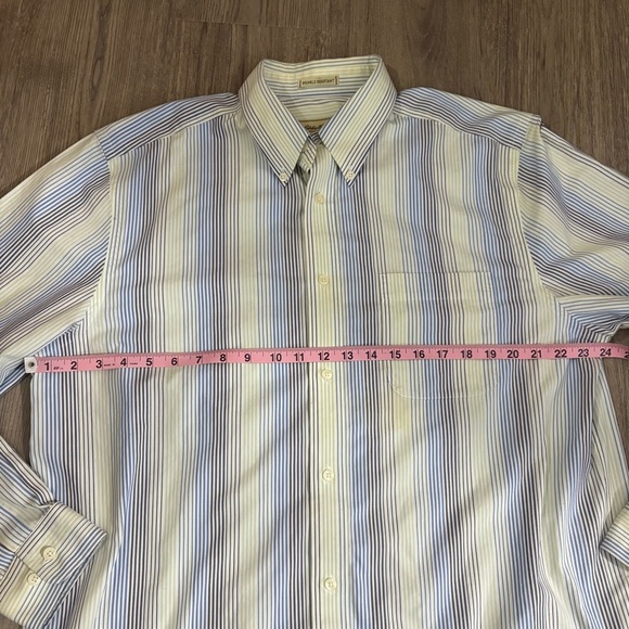 Eddie Bauer Mens Sz L Button Down Shirt Wrinkle Resistant Blue Green Striped LS - Picture 4 of 8